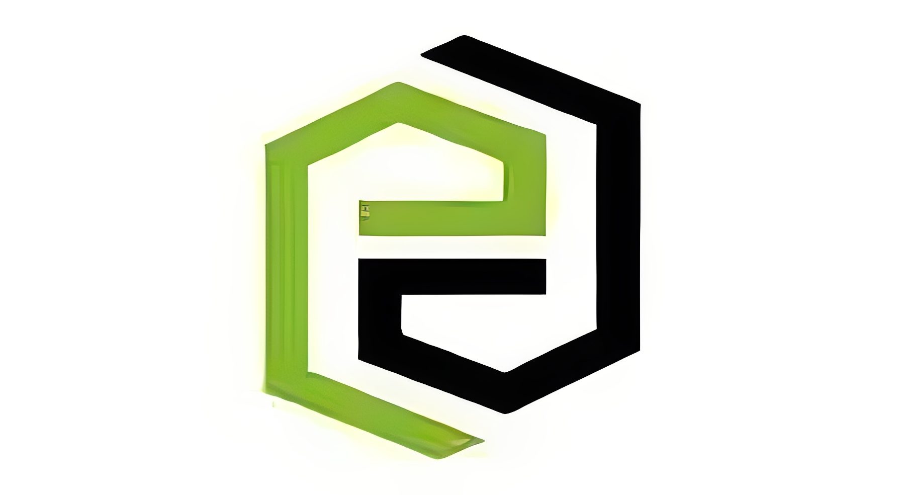 Green and black geometric logo design.